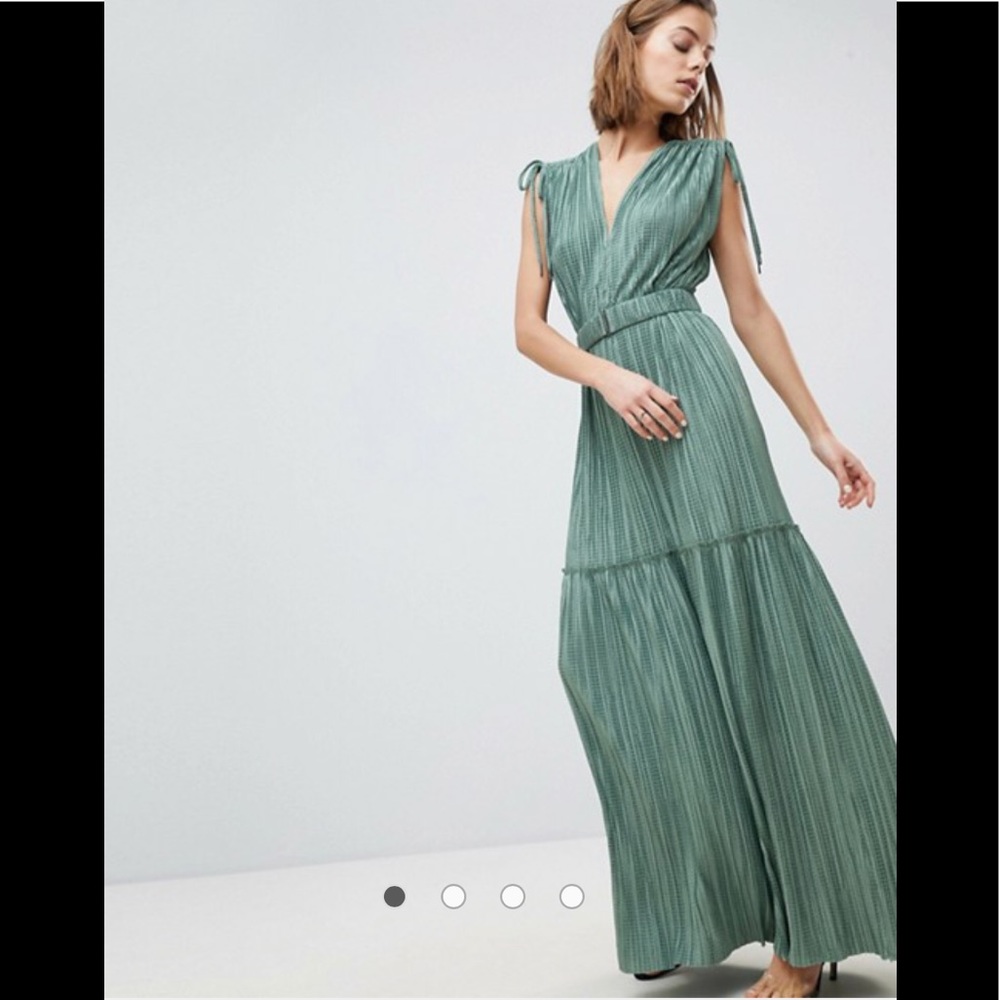 Sabina Musayev Metallic Crinkle Tiered Dress